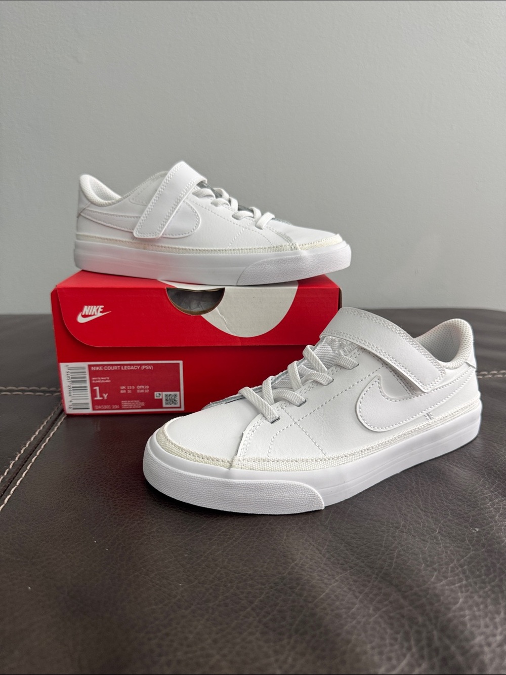 Nike Kids White Low-Top Hook-and-Loop Sneakers